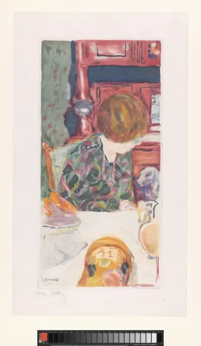 Vrouw zittend aan tafel