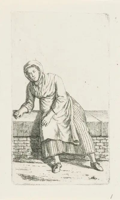 Vrouw zittend op een muurtje