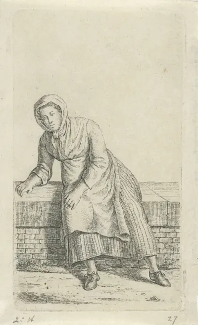 Vrouw zittend op een muurtje