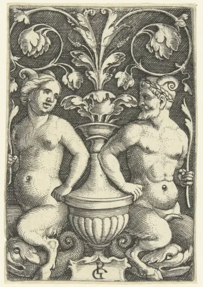 Vrouwelijke en mannelijke sater
