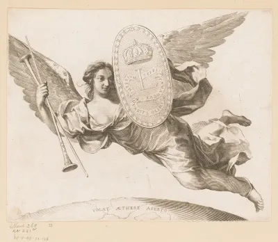 Vrouwelijke figuur met vleugels en wapenschild van Jules Mazarin