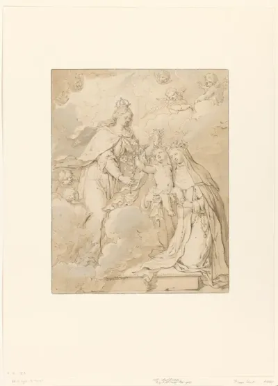 Vrouwelijke heilige met Christuskind bij Maria