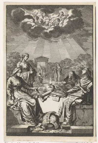 Vrouwen aanschouwen een brandend hart