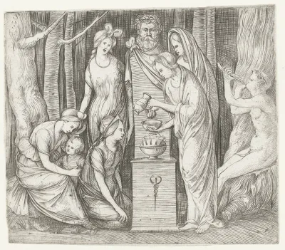 Vrouwen brengen offer aan Priapus