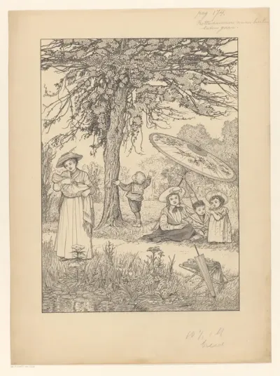 Vrouwen en kinderen in een park