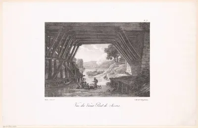 Vrouwen wassen in de Seine onder de oude Pont de Sèvres