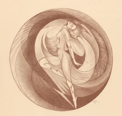 Vrouwenfiguur in een cirkel