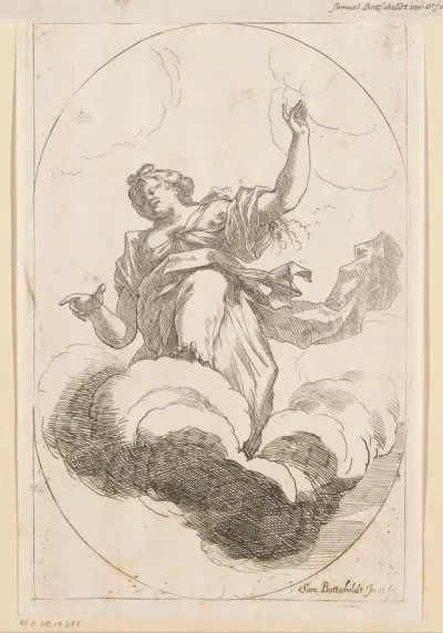 Vrouwenfiguur op een wolk