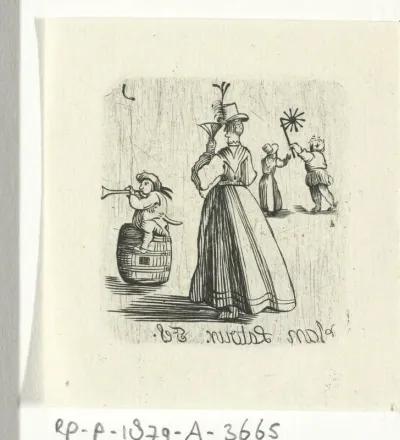 Vrouwfiguur met spelende kinderen