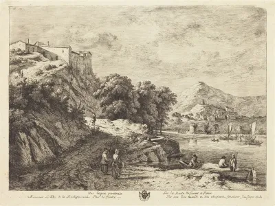 Vue d'Aqua Pendente sur la route de Sienne a Rome