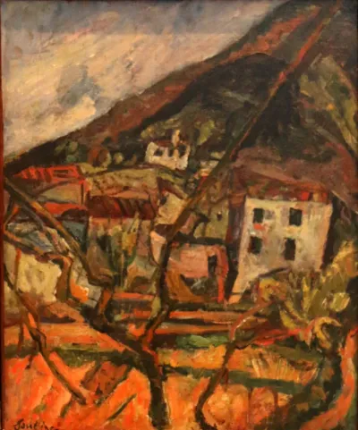 Vue d'un village, Céret en Roussillon