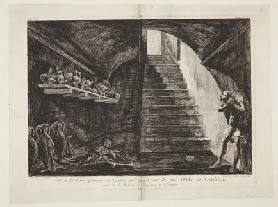 Vue de la Cave spacieuse ou Cantine, qui regnoit sous les trois Ailes du Cavedium, cour de la Maison de Campagne à Pompeiia