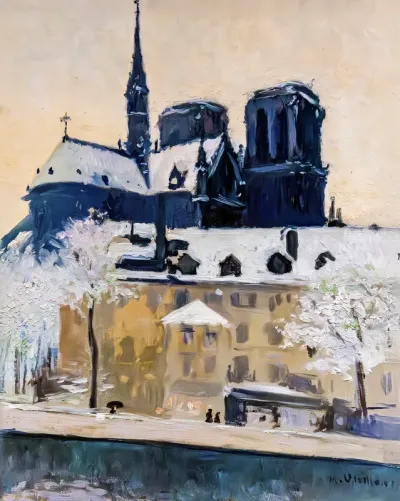 Vue de notre Nôtre Dame de París, sous la neige
