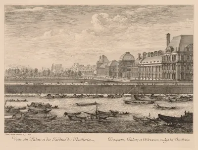 Vue du palais et des jardins des Tuileries, du côté du quai
