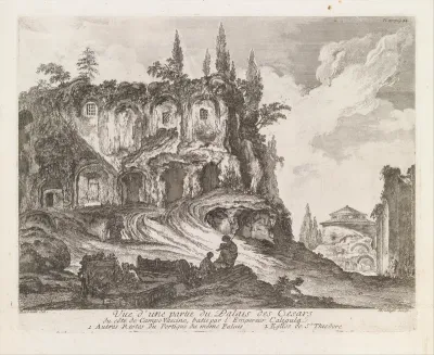 Vue d'une partie du Palais des Cesars du côté de Campo Vaccino, batie par l'Empereur Caligula, from "Les Plus Beaux Monuments de Rome Ancienne ou Recueil des plus beaux Morceaux de l'Antiquité Romaine qui existent encore"