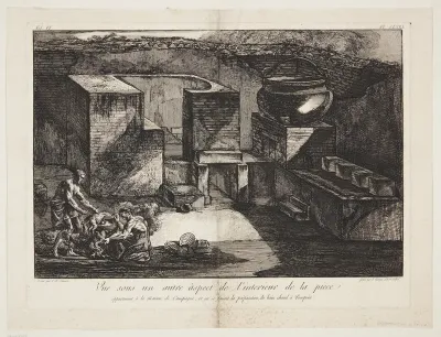 Vue sous un autre aspect de l'interieur de la piece appartenant a la maison de Campagne, et ou se faisant la préparation du bain chaud à Pompeiia