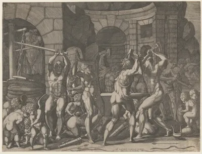 Vulcan and Cyclops Forging Cupid's Arrows