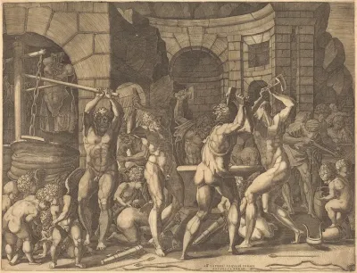 Vulcan and the Cyclopes Forging Arrows