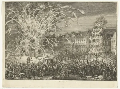 Vuurwerk bij de intocht van Leopold I in Brussel, 1686