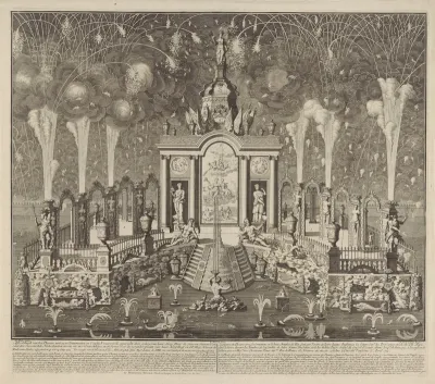 Vuurwerk bij de viering van de Vrede van Utrecht, 1713