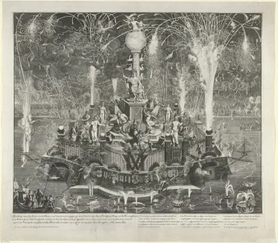 Vuurwerk op last der Staten van Holland en West-Friesland in de Hofvijver afgestoken, 1702