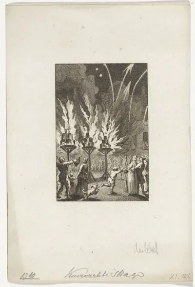 Vuurwerk te Den Haag voor de Vrede van Aken, 1749