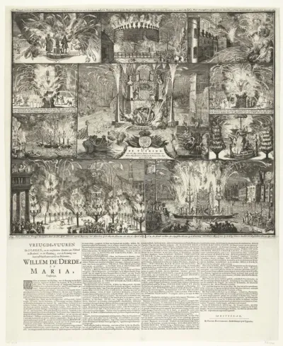 Vuurwerk ter ere van de kroning van Willem III en Mary, 1689
