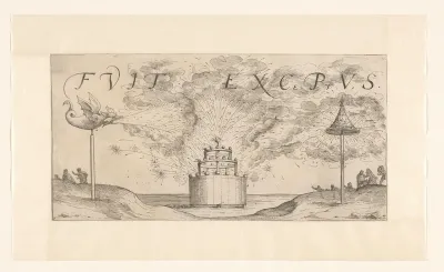 Vuurwerk tijdens de intocht van Robert Dudley te Den Haag, 6 januari 1586