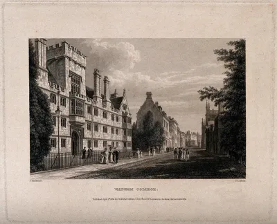 Wadham College, Oxford: panoramic view including Hertford College and the Bodleian Library