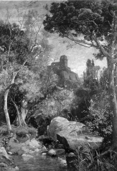 Waldlandschaft mit Burg