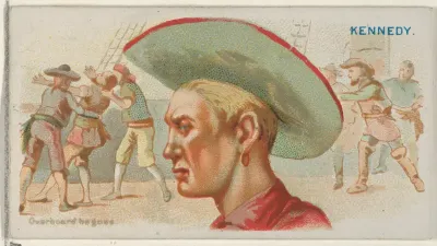 Walter Kennedy, Overboard He Goes, from the Pirates of the Spanish Main series (N19) for Allen & Ginter Cigarettes