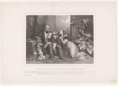 Walter Scott met zijn dochter Charlotte Sophia en zijn kleinzoon John Hugh Lockhart