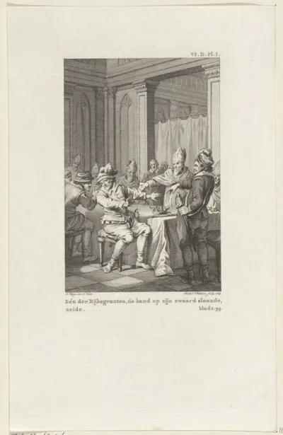 Wamba, koning van de Visigoten, tijdens een vergadering van bischoppen en edelen