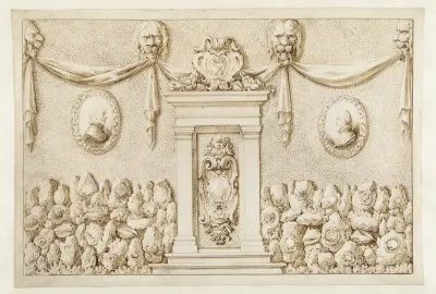 Wand van een schelpenkabinet