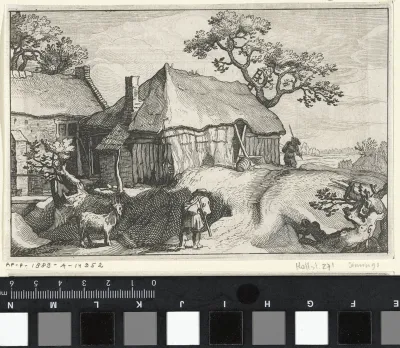 Wandelaar bij een boerderij