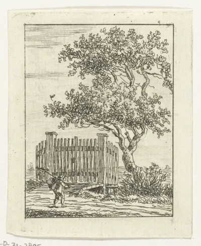 Wandelaar bij een gesloten hek