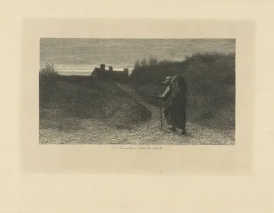 Wandelaar in een duinlandschap