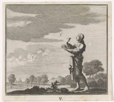 Wandelaar in een landschap