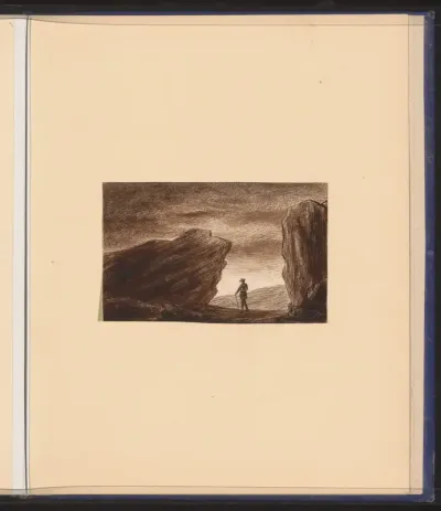 Wandelaar in een rotslandschap