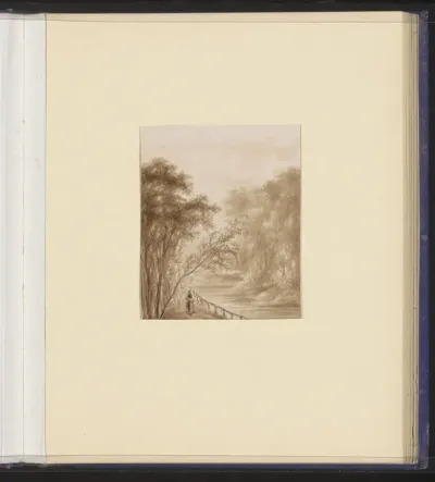 Wandelaar op een pad langs een rivier
