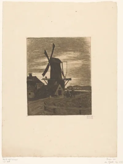 Wandelaars bij een molen bij Wijk bij Duurstede