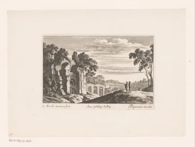 Wandelaars bij ruïne