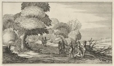 Wandelaars in een landschap