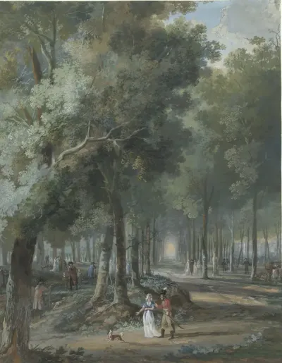 Wandelaars in een park