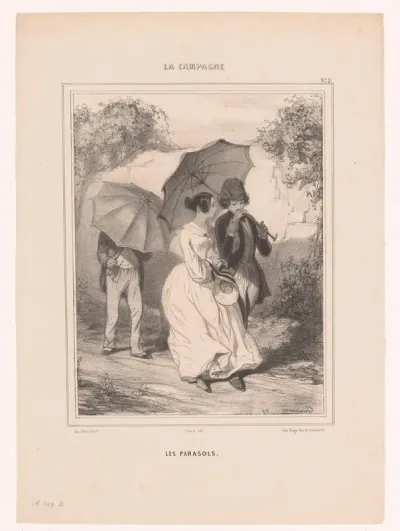 Wandelaars met parasol