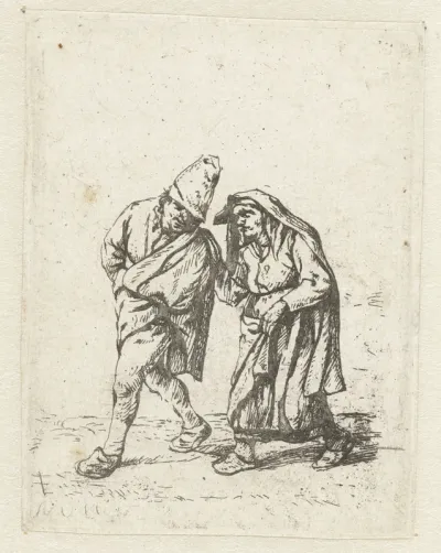 Wandelend boerenpaar