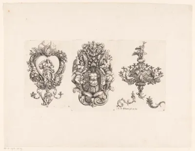 Wandkandelaars met Caritas, een harnas en Jupiter