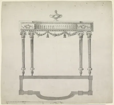 Wandtafel met vaas