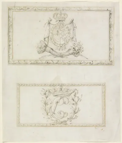 Wapen en monogram van een kind van keizer Frans I en Maria Theresia van Oostenrijk