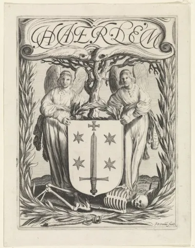 Wapen van Haarlem met twee engelen